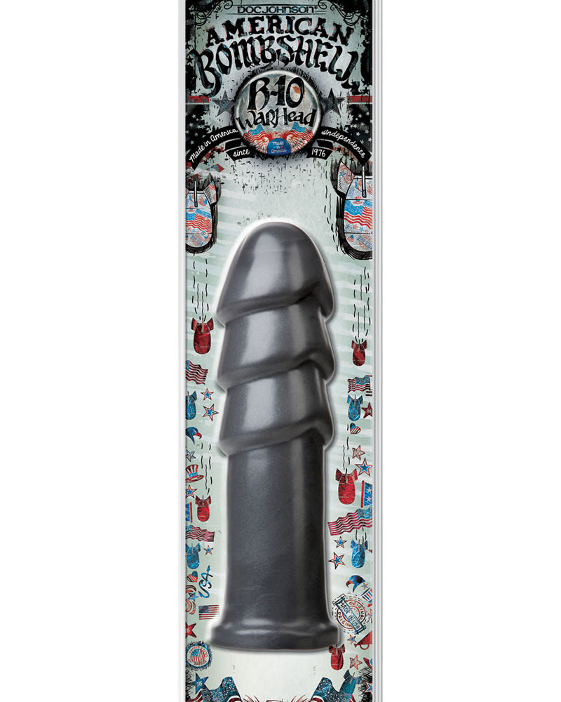 Consolador American Bombshell B-10 Warhead gris de 25 cm de largo y 21 cm de circunferencia