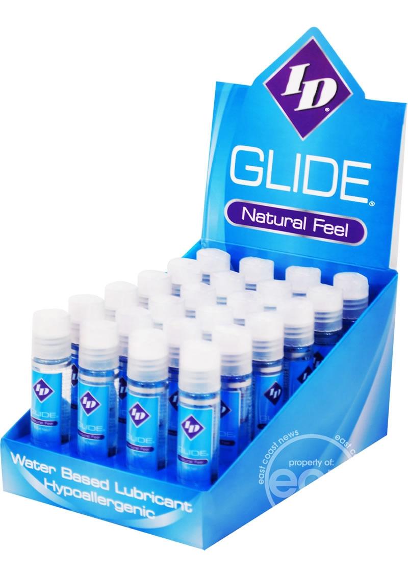 ID Glide Natural Feel Water Based Lubricant 1 Ounce Bottles 24 Each Per Counter Display