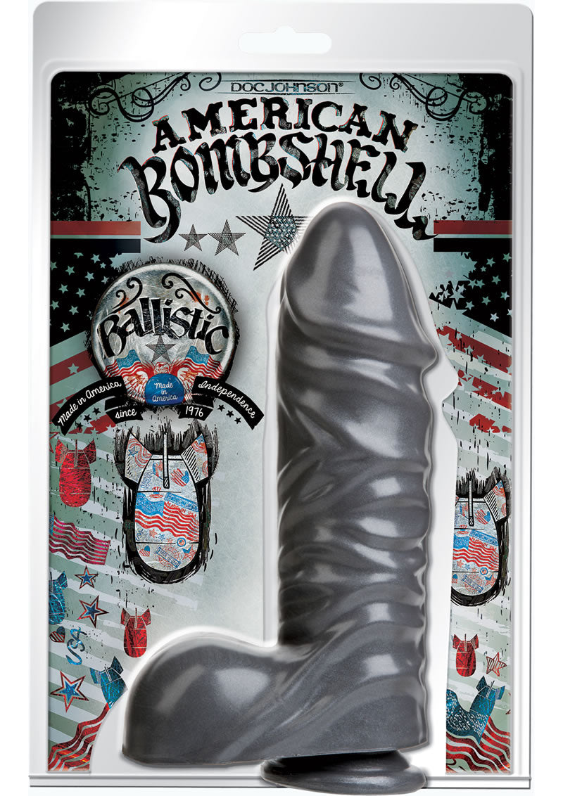 American Bombshell Ballistic Dildo Grey 10.8 Inch Long 10.03 Inch Girth