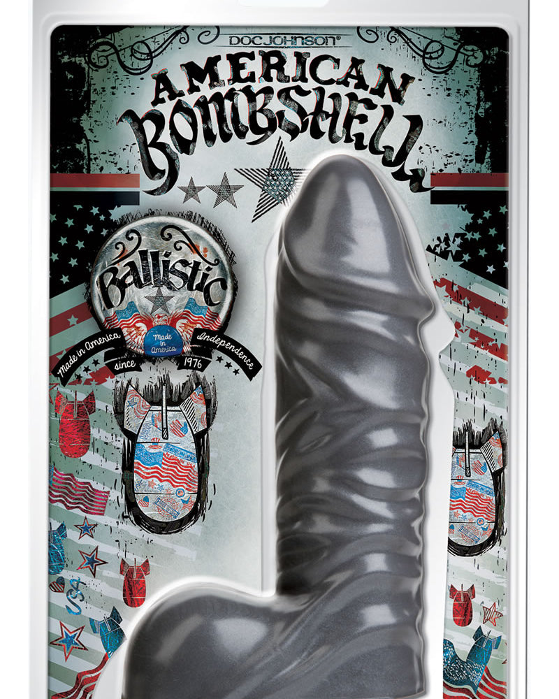 Consolador balístico American Bombshell gris de 10,8 pulgadas de largo y 10,03 pulgadas de circunferencia