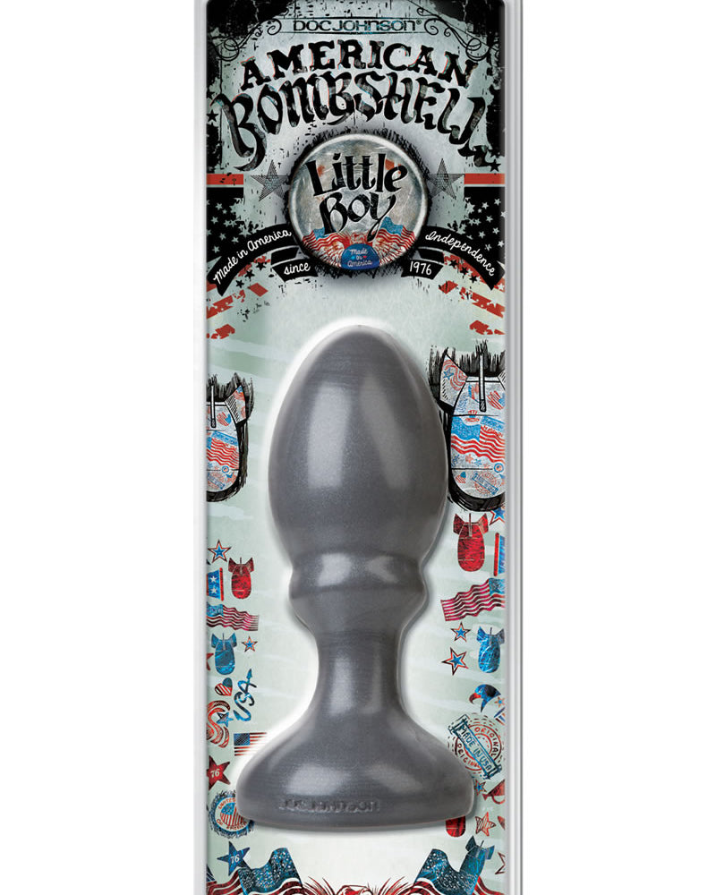American Bombshell Little Boy Anal Plug Grey 6.25 Inch Long 6.90 Inch Girth