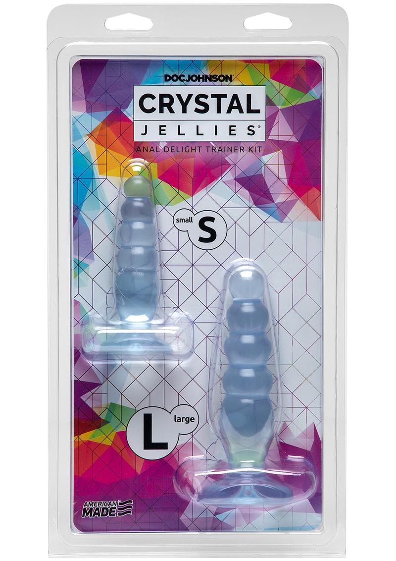 Crystal Jellies Anal Delight Traner Kit Butt Plugs Clear 2ea Per Kit