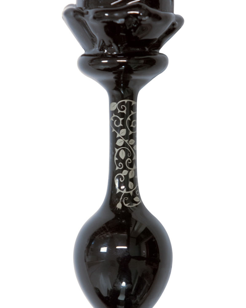 Fashionistas Rose Glass Butt Plug Large Black