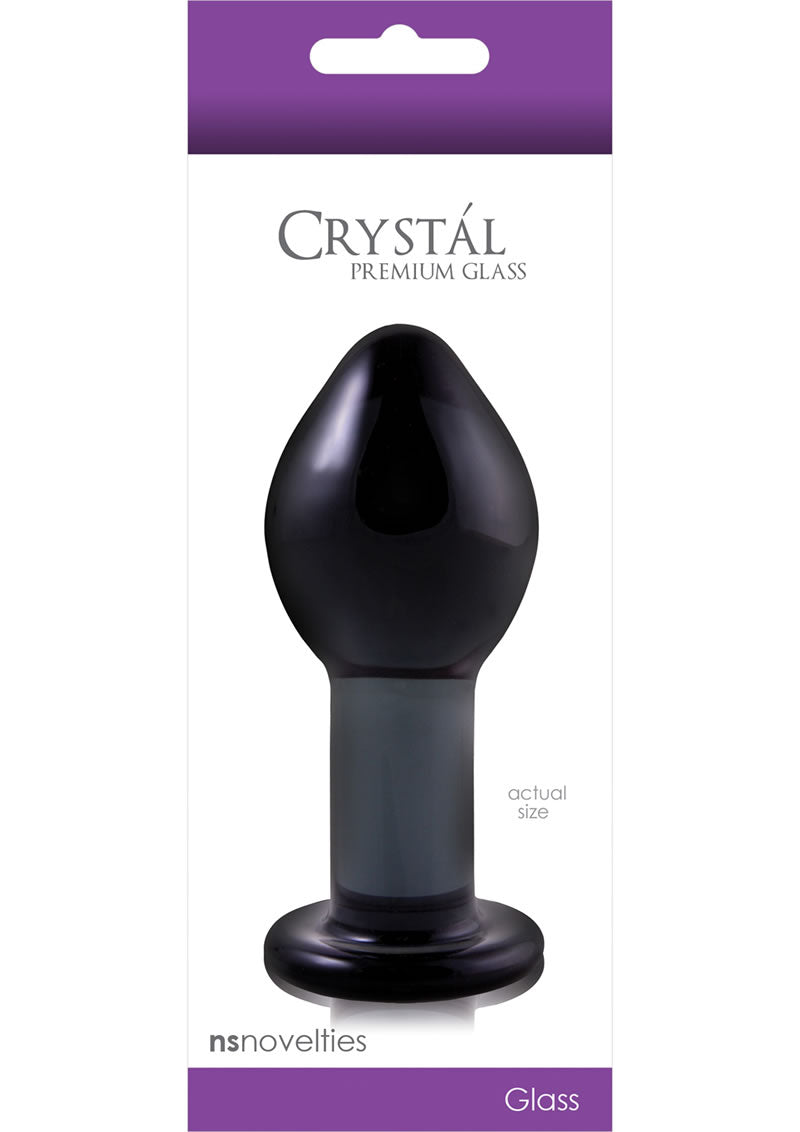 Crystal Premium Glass Plug Charcoal 4 Inch