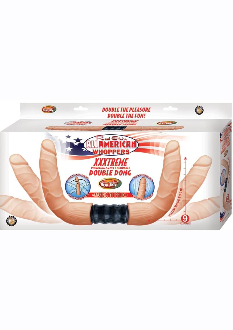 All American Whopper - Xtreme Vibrating Bendable Double Dong - Flesh