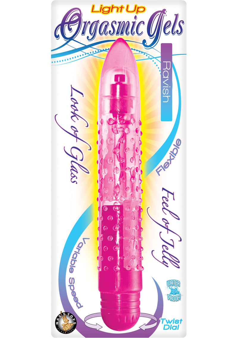 Light Up Orgasmic Gels Ravish Jelly Vibrator Waterproof Pink 6.5 Inch