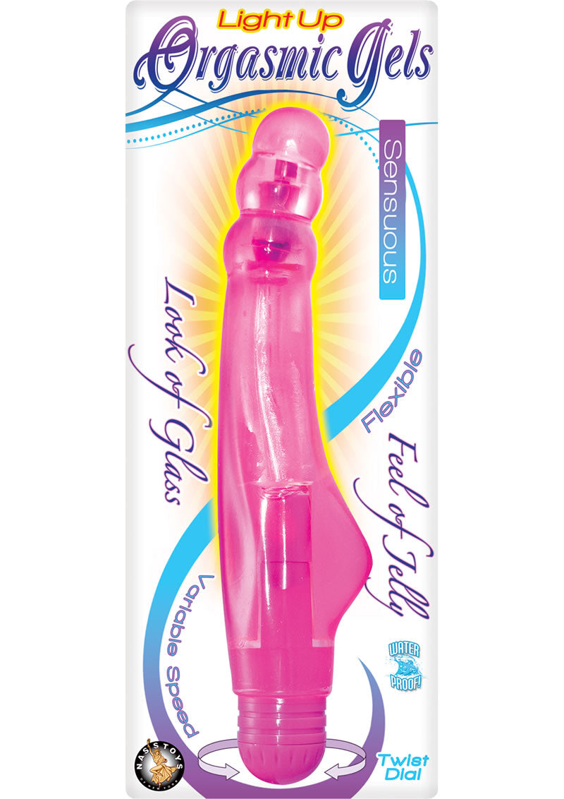 Light Up Orgasmic Gels Sensuous Jelly Vibrator Waterproof Pink 7 Inch