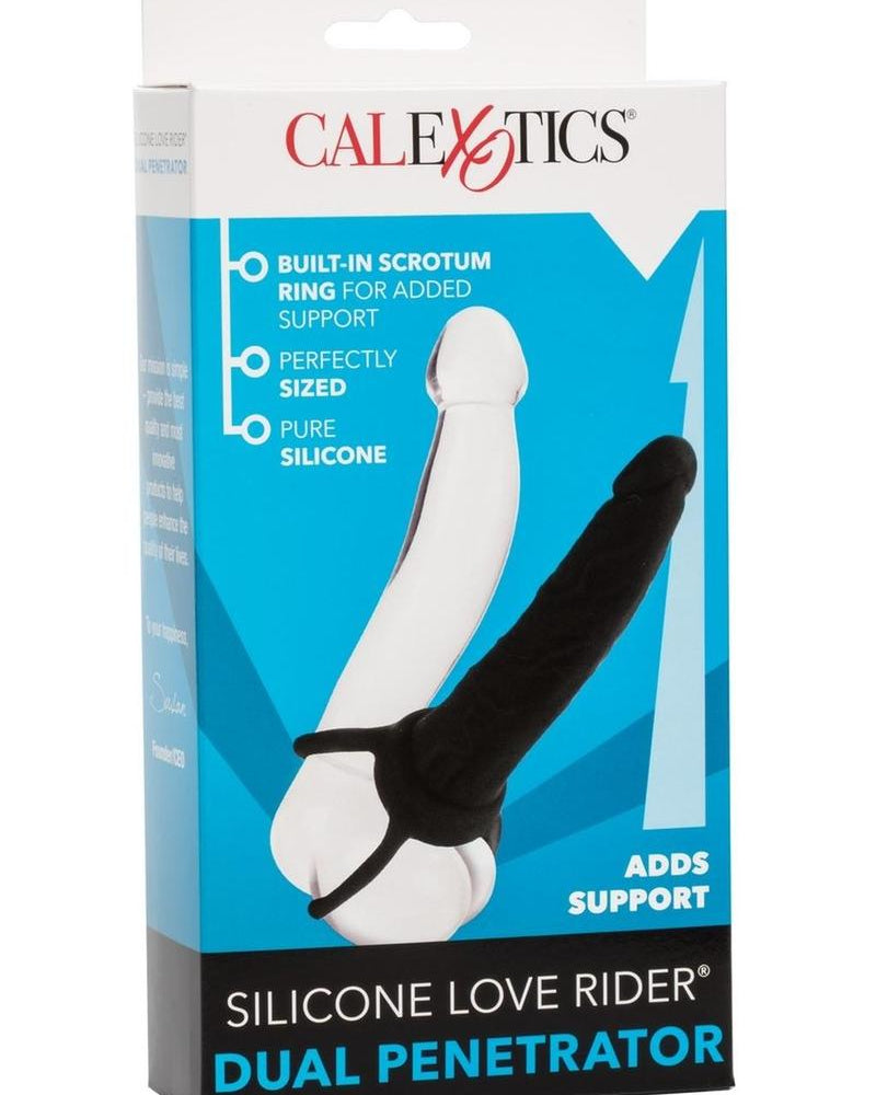 Silicone Love Rider Dual Penetrator Strap On System Black