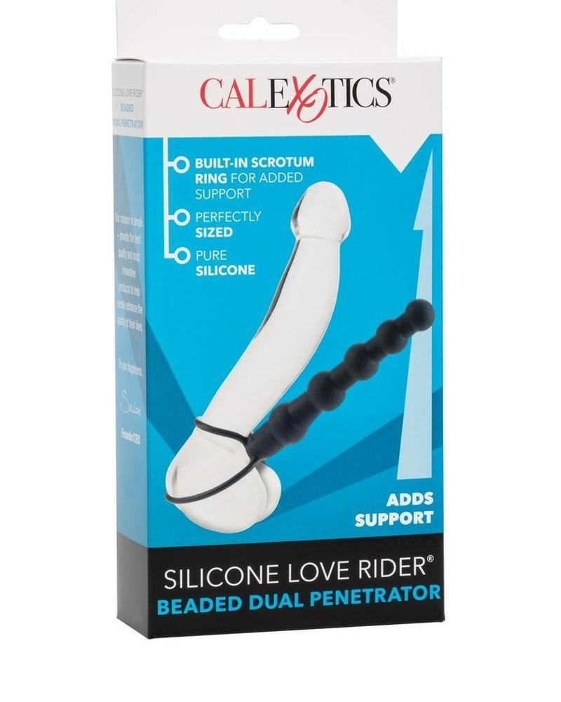 Silicone Love Rider Beaded Dual Penetrator Black