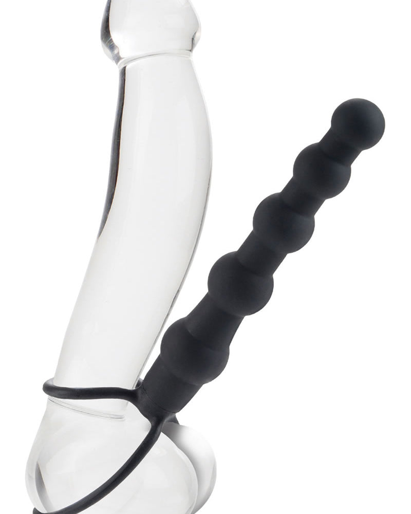 Silicone Love Rider Beaded Dual Penetrator Black