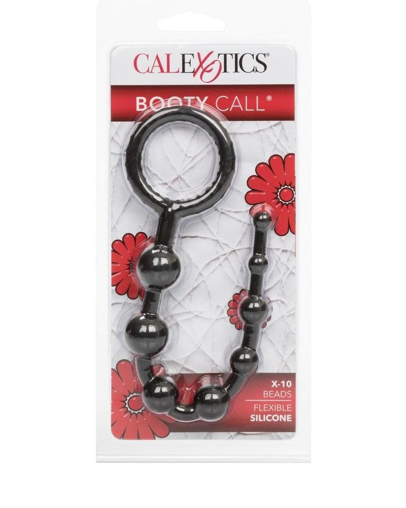 Booty Call X-10 Silicone Anal Beads Black 8 Inch