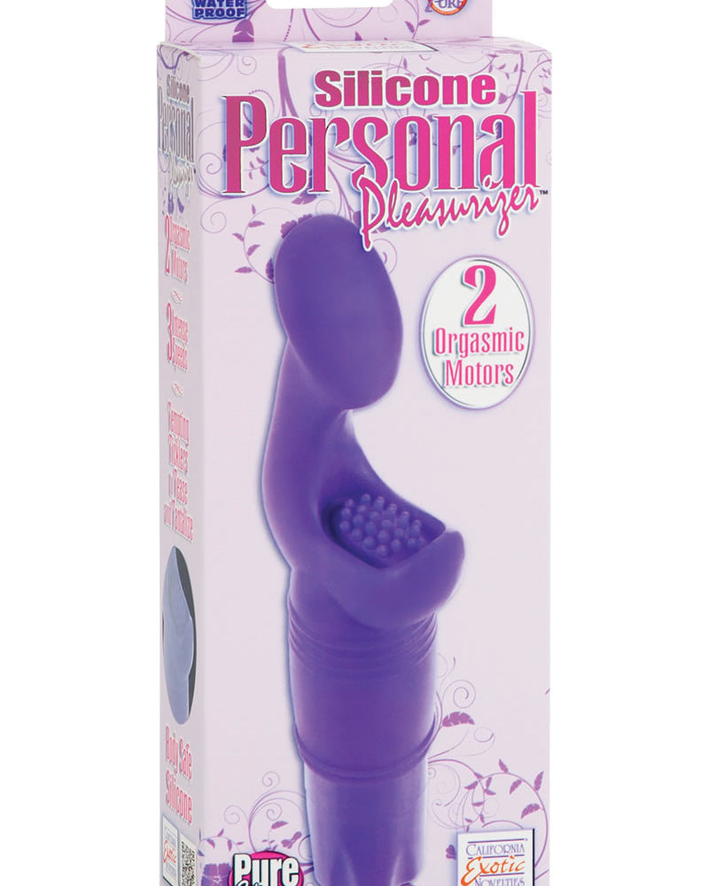 Vibrador personal de silicona con doble motor, resistente al agua, morado
