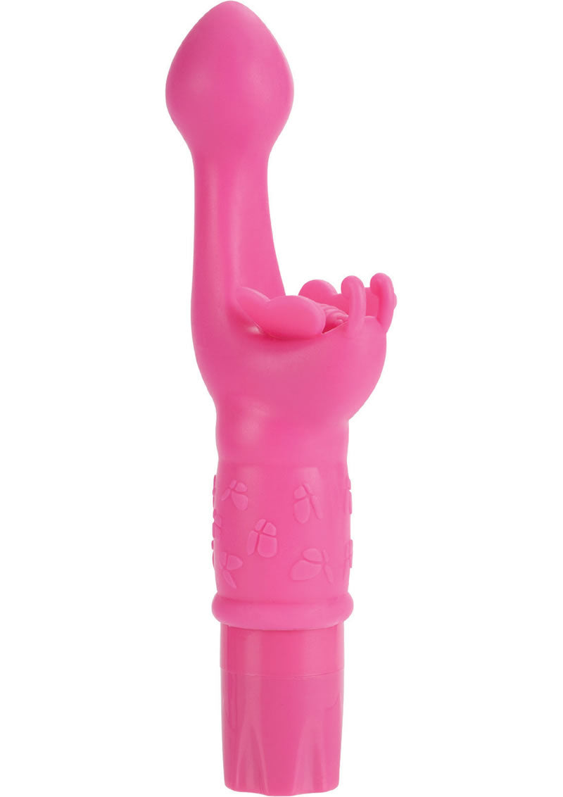 Vibrador de silicona con doble motor y mariposa Kiss, resistente al agua, color rosa