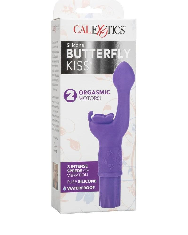 Vibrador de silicona con doble motor y mariposa Kiss, resistente al agua, morado