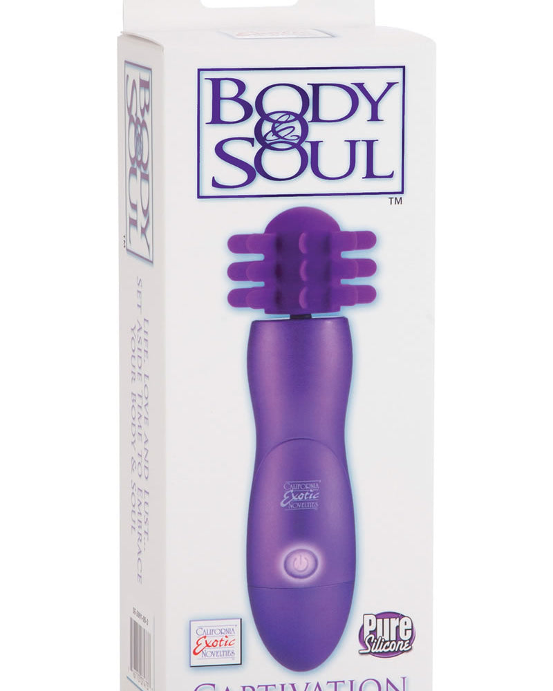 Masajeador giratorio de silicona Body and Soul Captivation de 7,5 pulgadas, color morado