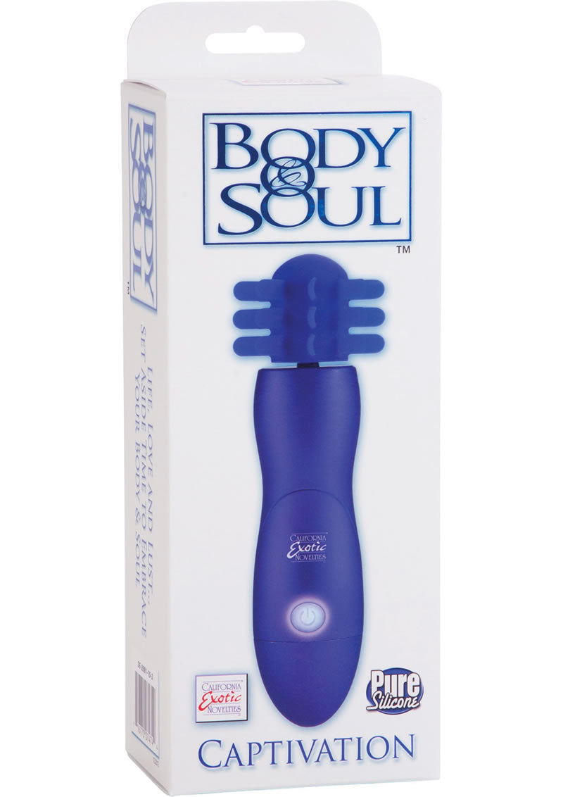 Masajeador giratorio de silicona Body and Soul Captivation de 7,5 pulgadas en color azul
