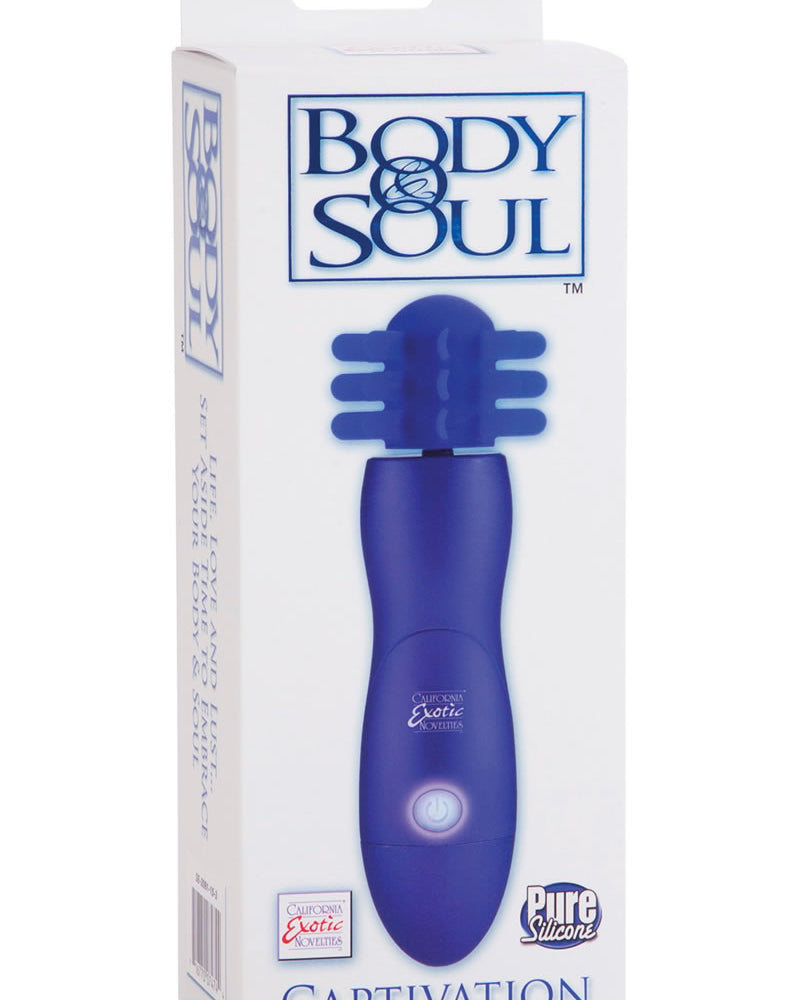 Masajeador giratorio de silicona Body and Soul Captivation de 7,5 pulgadas en color azul