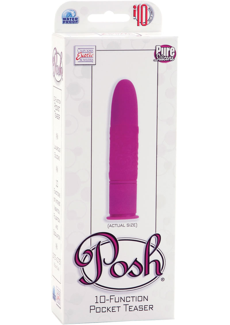 Posh 10 Function Pocket Teaser Silicone Vibrator Waterproof Pink 3.75 Inch