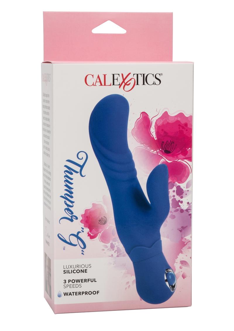 Vibrador Thumper G de silicona resistente al agua, color azul