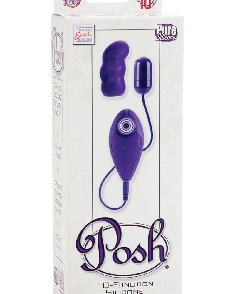 Posh - Paquete de 10 funciones para placer, 4 balas de silicona con funda, color morado