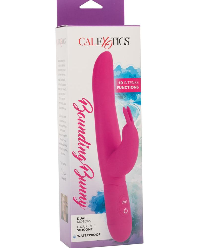 Vibrador de silicona con motor doble Bounding Bunny resistente al agua, color rosa