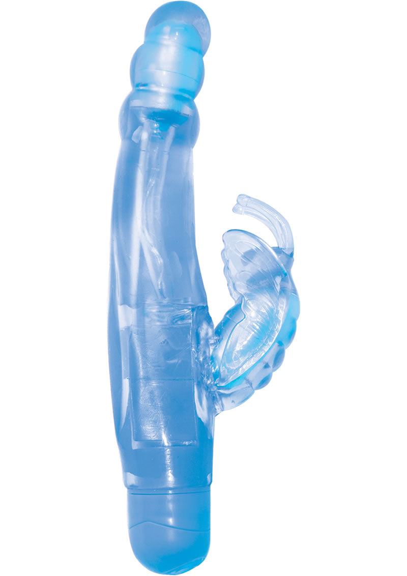 Vibrador de mariposa sensual Light Up Orgasmic Gels resistente al agua azul de 7 pulgadas