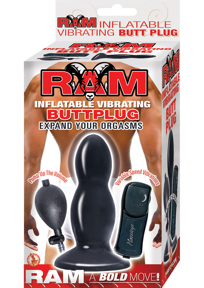 Ram Inflatable Vibrating Butt Plug 5 Inch Black