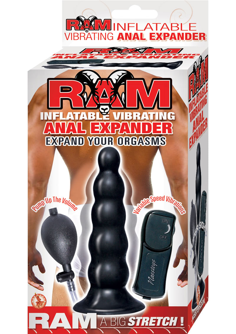 Expansor anal inflable con vibración Ram de 5,5 pulgadas, color negro