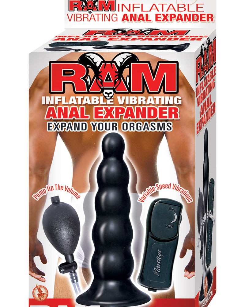 Expansor anal inflable con vibración Ram de 5,5 pulgadas, color negro