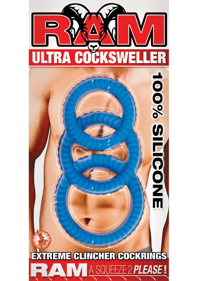 Ram Ultra Cocksweller Silicone Cock Rings Waterproof Blue