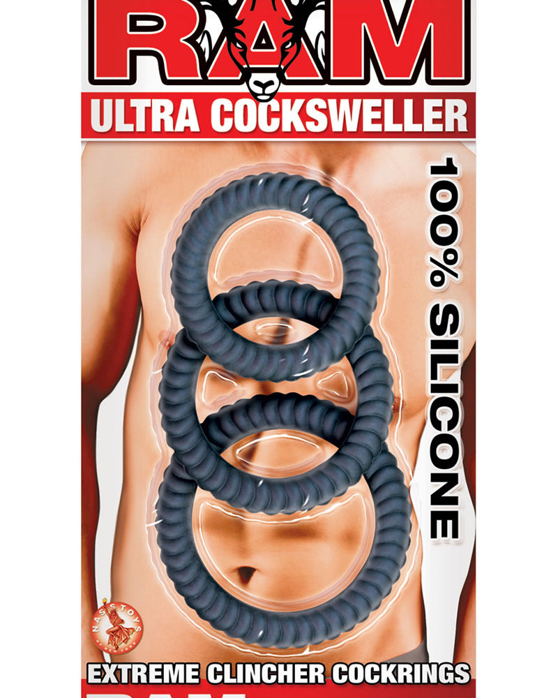 Ram Ultra Cocksweller Silicone Cock Rings Waterproof Black