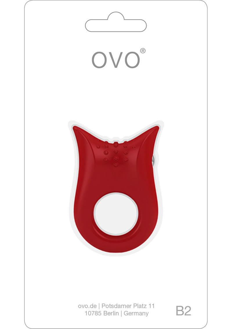 Anillo para el pene de silicona Ovo B2 resistente al agua, color rojo y cromado