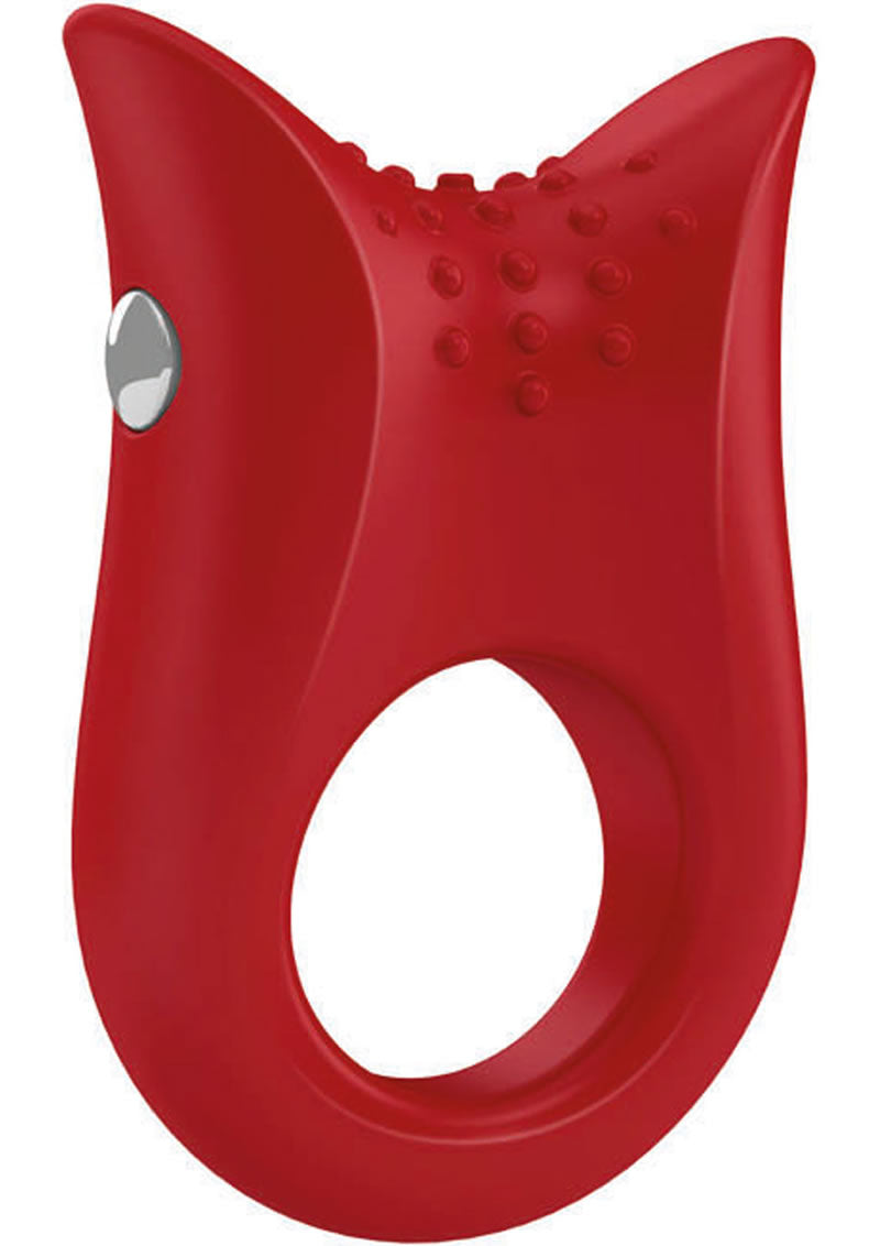 Anillo para el pene de silicona Ovo B2 resistente al agua, color rojo y cromado