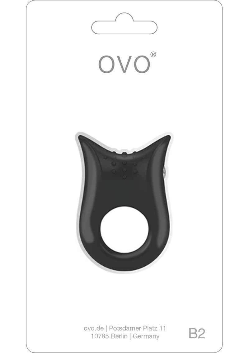 Ovo B2 Silicone Cock Ring Waterproof Black And Chrome