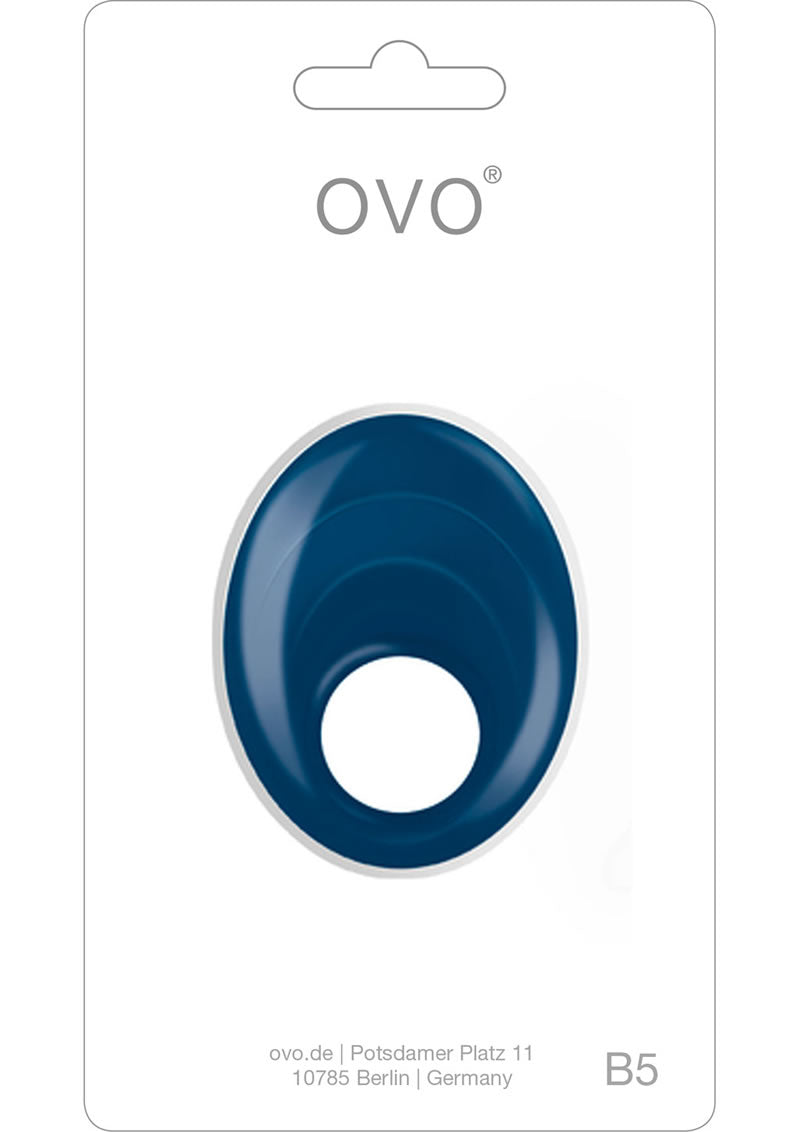 Ovo B5 Silicone Cock Ring Waterproof Blue And Chrome