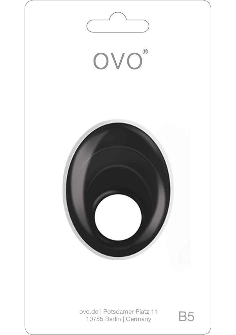 Ovo B5 Silicone Cock Ring Waterproof Black And Chrome