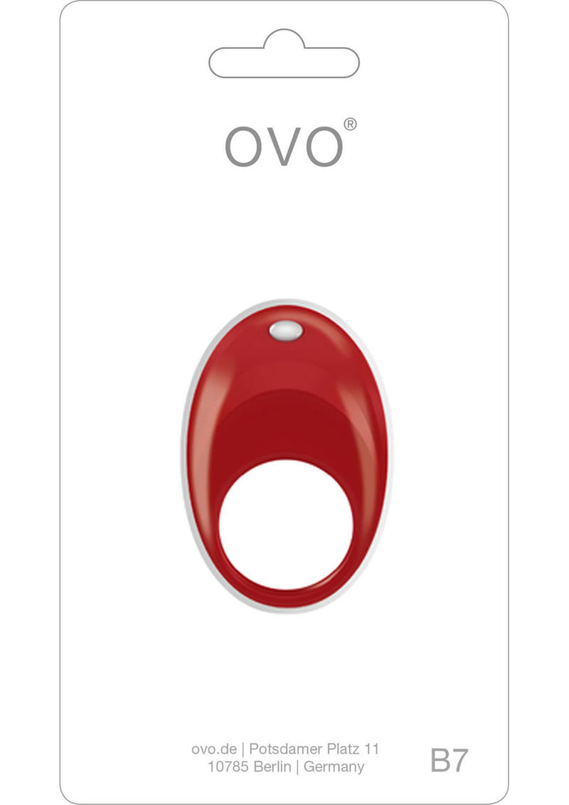 Anillo de silicona para el pene Ovo B7, resistente al agua, color rojo y cromado
