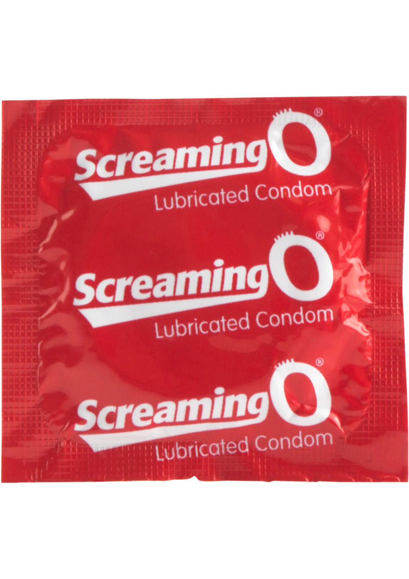 Condones lubricados Screaming O, 144 unidades por recipiente de exhibición
