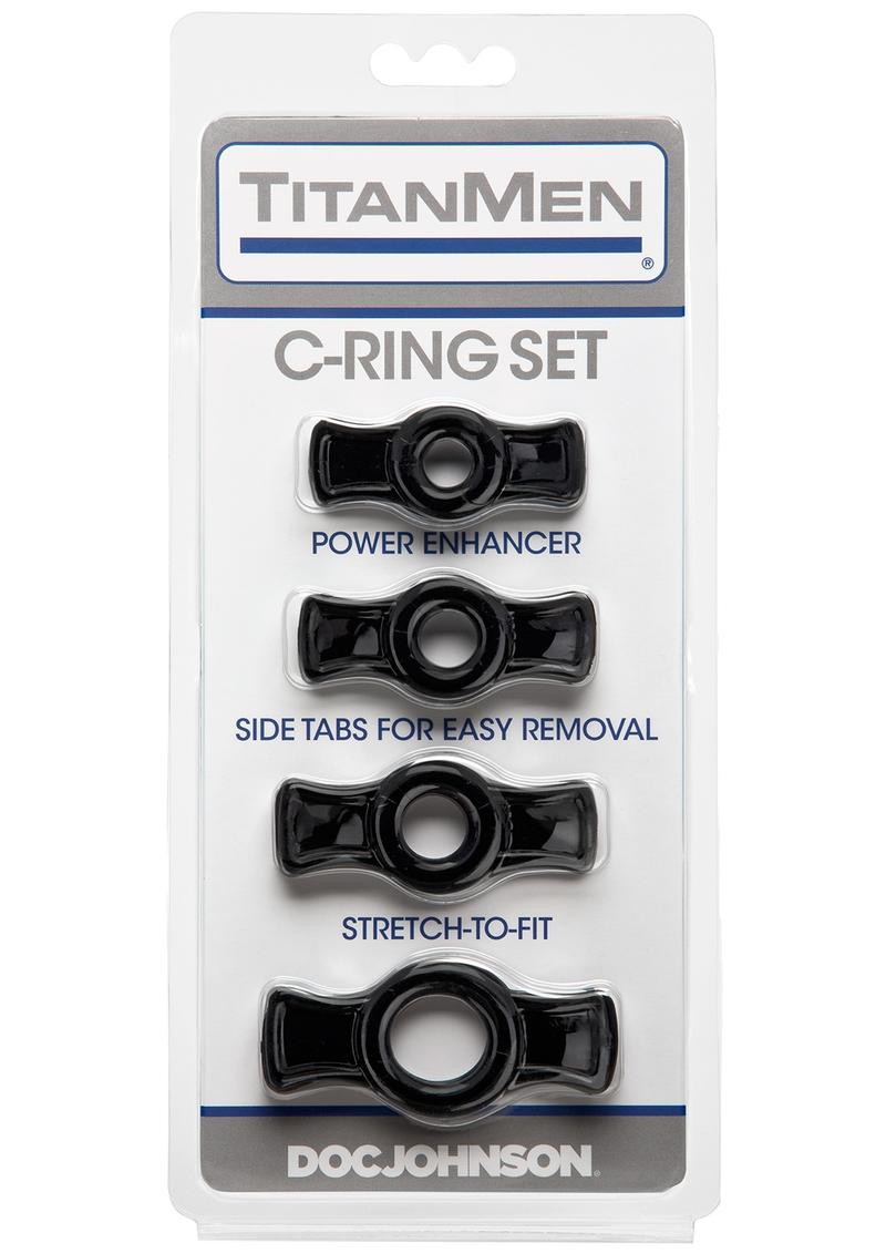 TitanMen Tools Cock Ring Set Black 4 Each Per Set