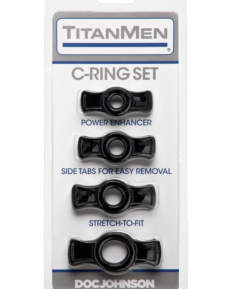 TitanMen Tools Cock Ring Set Black 4 Each Per Set