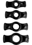 Juego de anillos para el pene TitanMen Tools, color negro, 4 unidades por juego