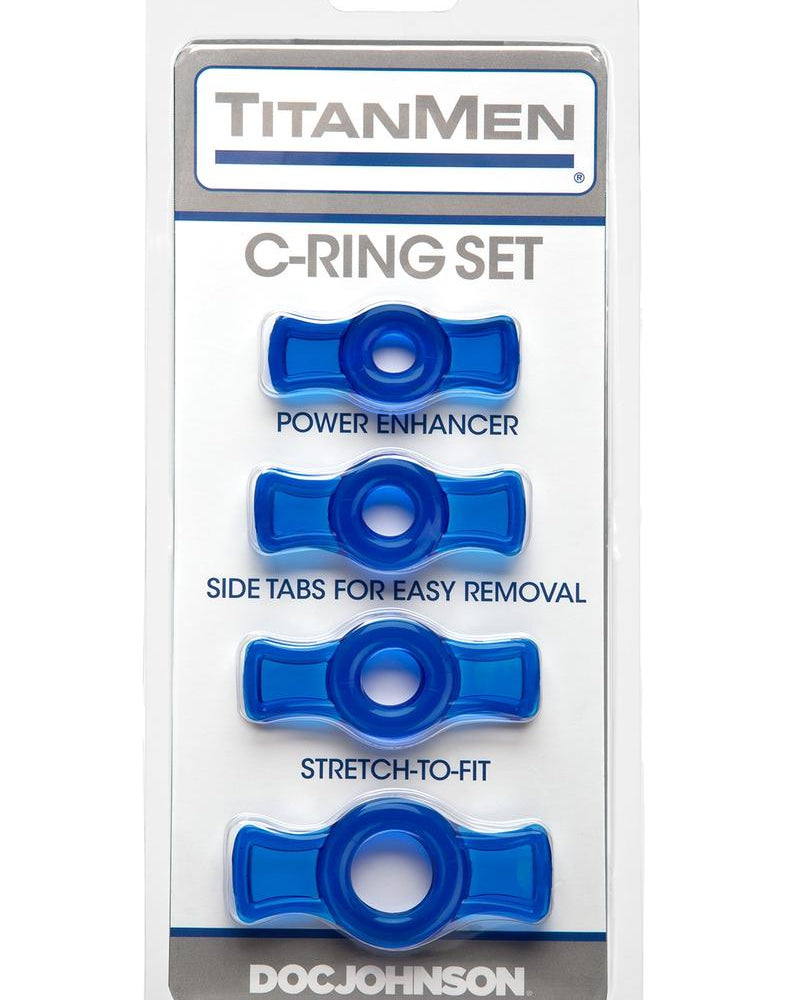 TitanMen Tools Cock Ring Set Blue 4 Each Per Set