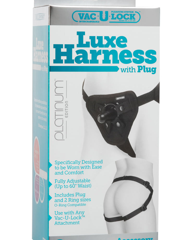 Vac U Lock Platinum Luxe Harness With Plug Black Adjust Up To 60 Inch Waist