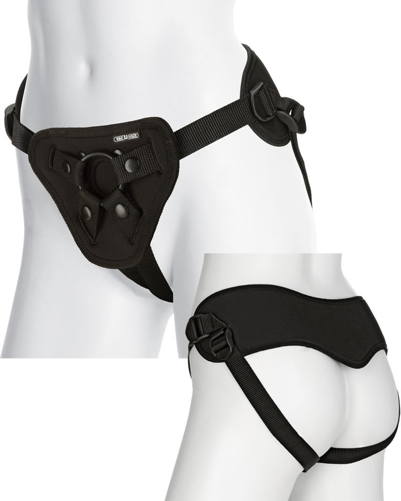Arnés Vac U Lock Platinum Supreme con enchufe negro que se ajusta hasta la cintura de 60 pulgadas
