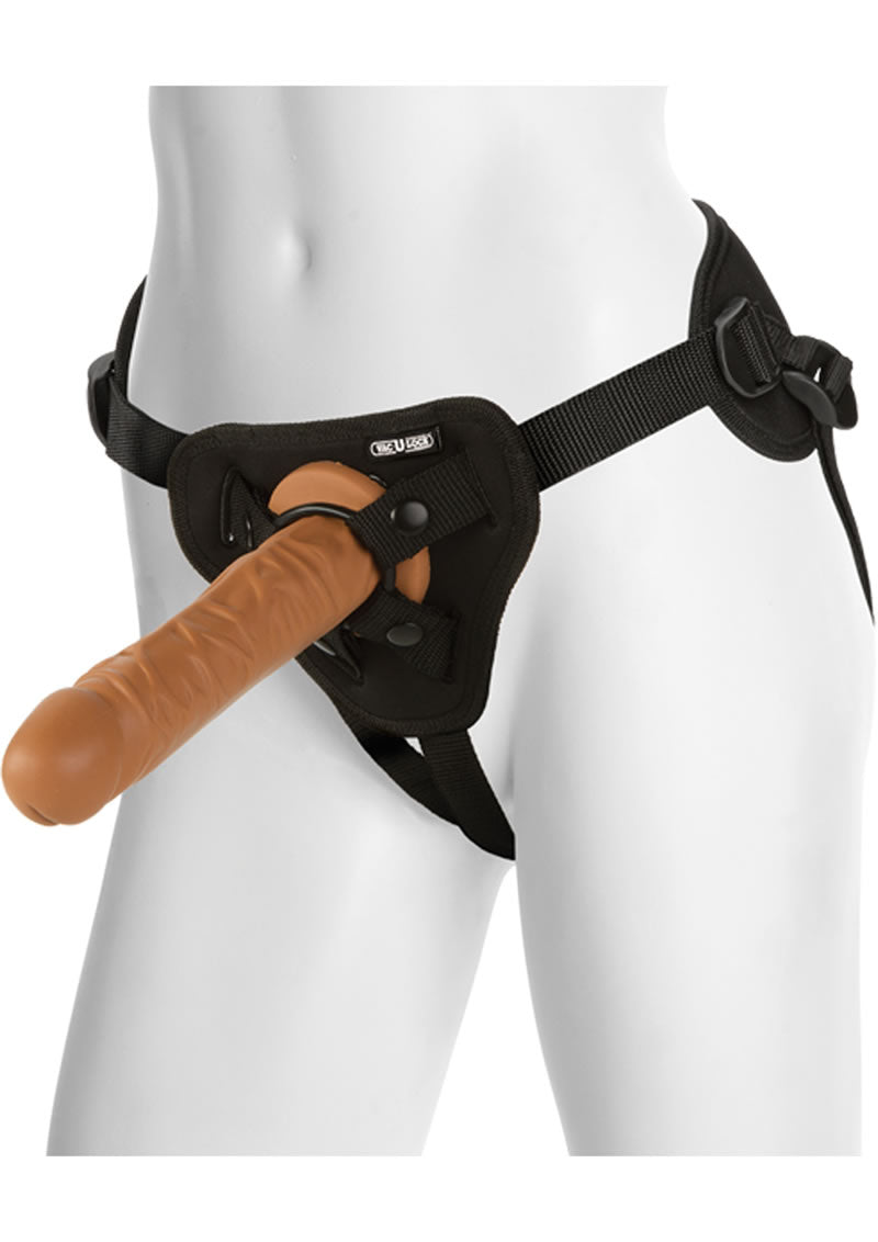 Accesorio para pene clásico Vac U Lock Platinum con arnés Supreme de silicona marrón de 8 pulgadas