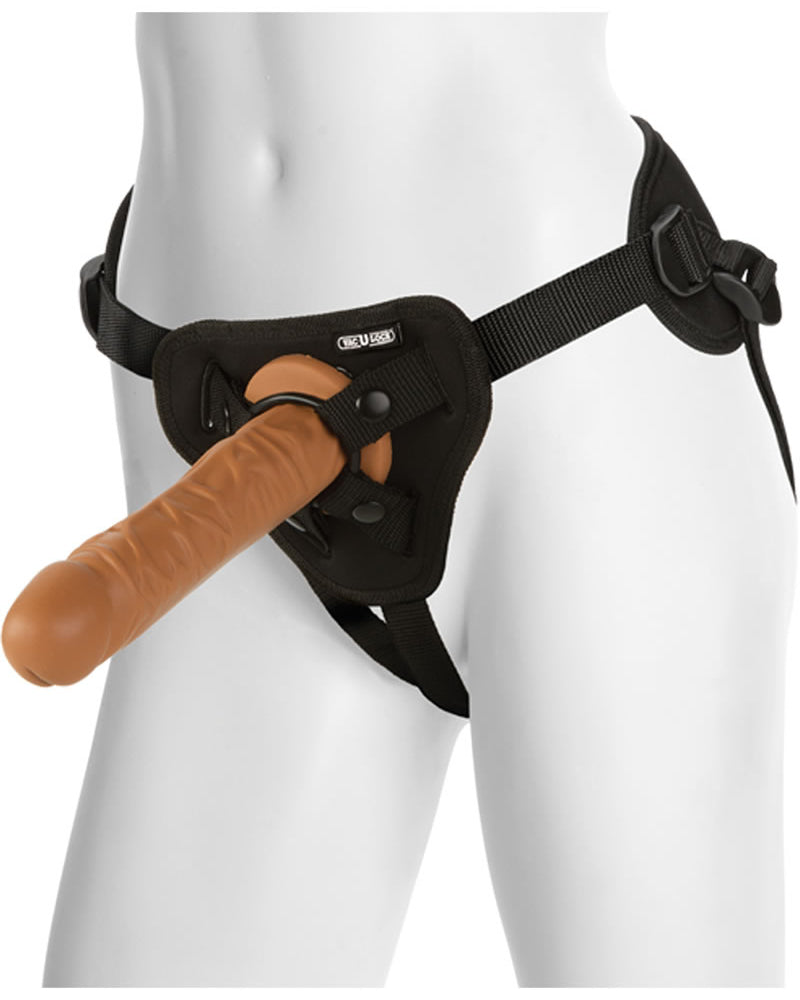 Accesorio para pene clásico Vac U Lock Platinum con arnés Supreme de silicona marrón de 8 pulgadas