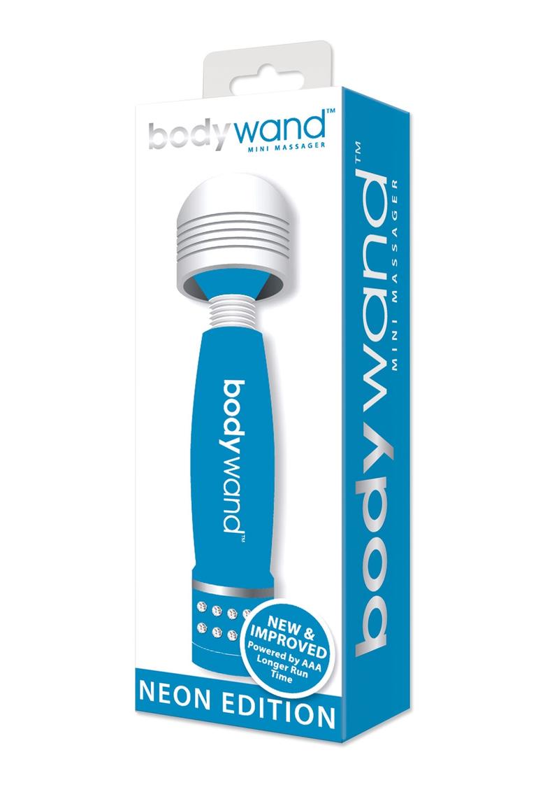 Mini masajeador Bodywand Neon Edition azul de 4 pulgadas