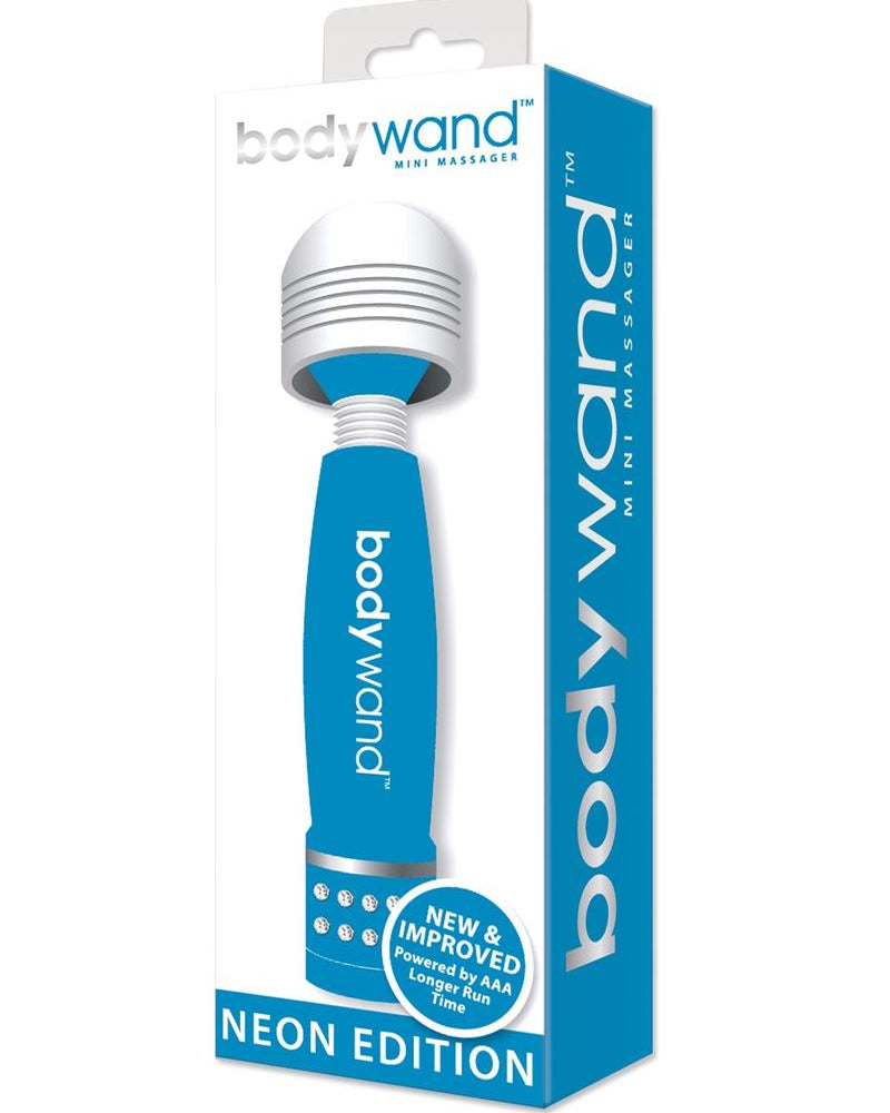 Mini masajeador Bodywand Neon Edition azul de 4 pulgadas