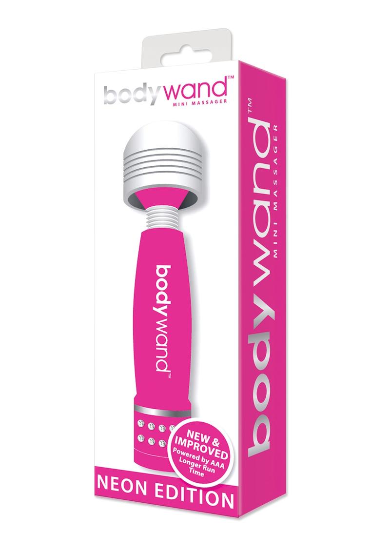Mini masajeador Bodywand Neon Edition de 4 pulgadas en color rosa