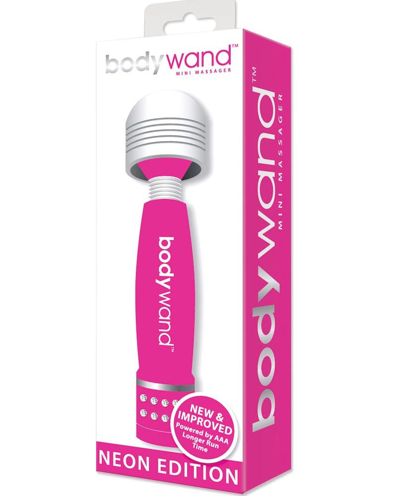 Mini masajeador Bodywand Neon Edition de 4 pulgadas en color rosa